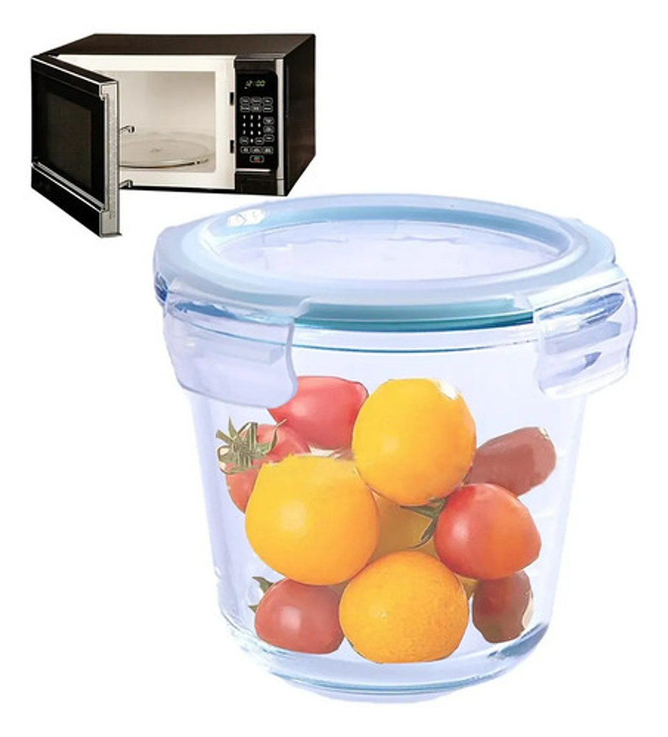 X2 Recipiente Hermético De Vidrio 650ml Thek Con Tapa Cierre Transparente 4