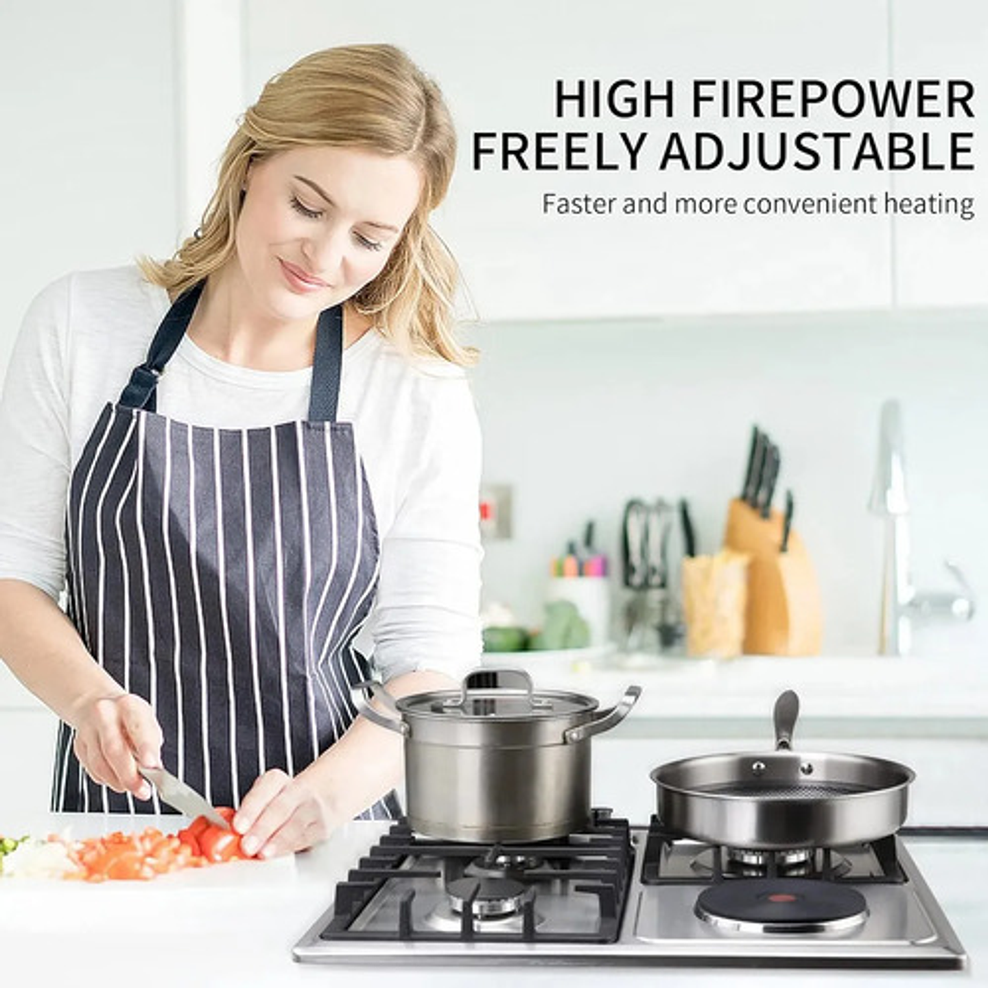 Encimera Híbrida Thek 3 Platos Gas + 1 Plato Eléctrico Plateado 2