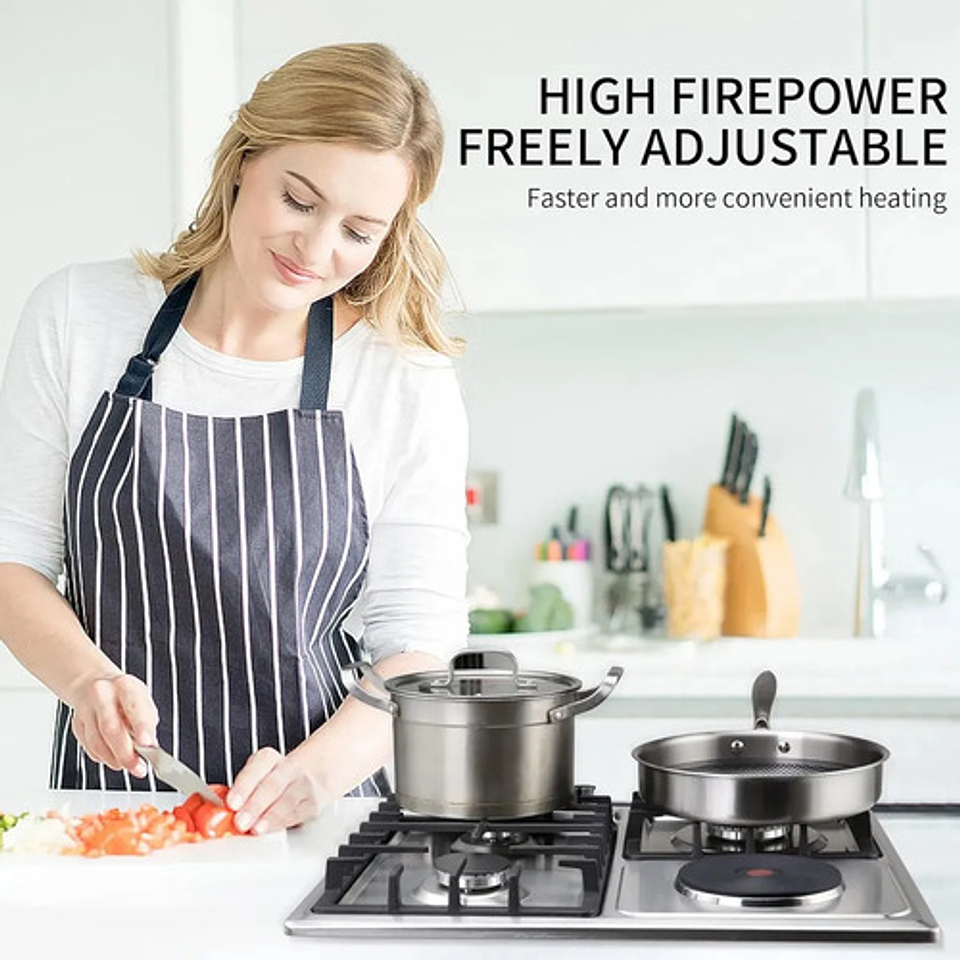 Encimera Híbrida Thek 3 Platos Gas + 1 Plato Eléctrico Plateado 2