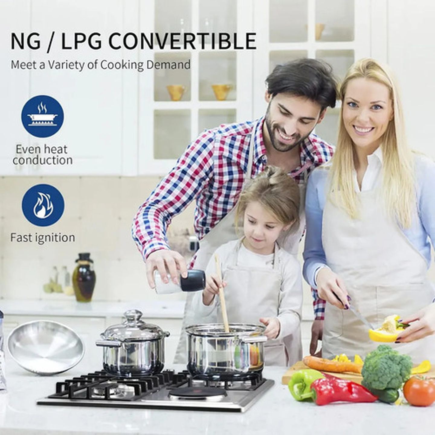 Encimera Híbrida Thek 3 Platos Gas + 1 Plato Eléctrico Plateado 6