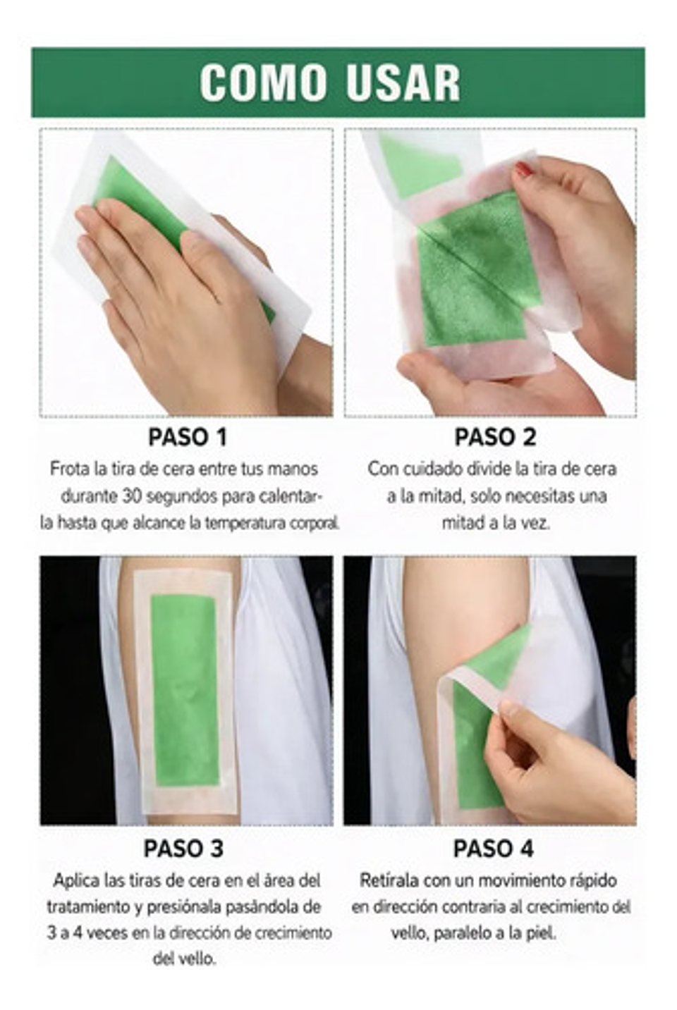 X50 Tiras De Cera Depilatoria 10 Piezas Aloe Vera Profesion 7