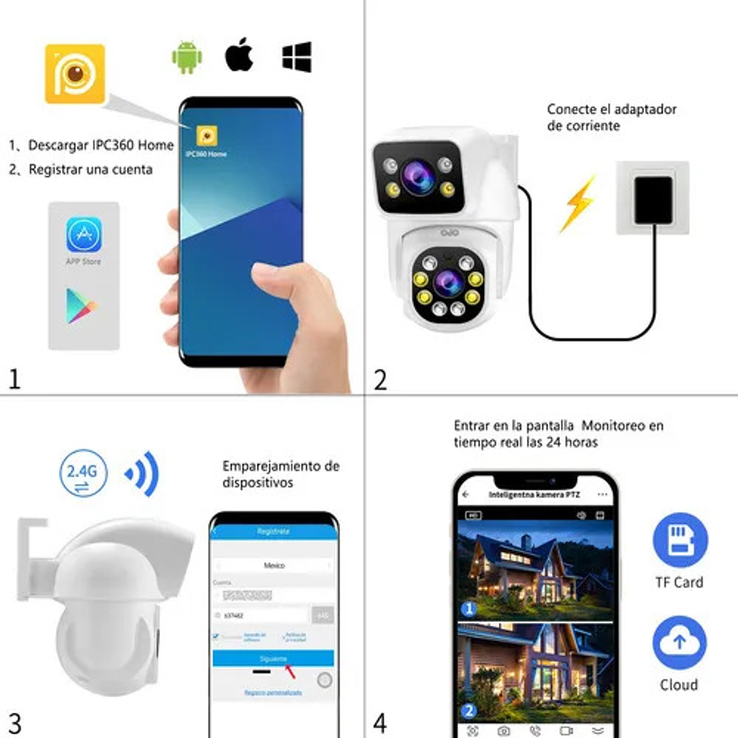 Cámara Seguridad Exterior Wifi 10mp Visión Nocturna Ptz 10