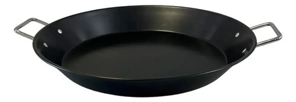 Paellera Acero Carbono 42cm Con Asas Cocina Española Negro 9