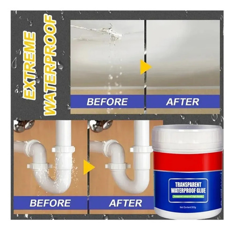 Sellador Adhesivo Impermeable Transparente Tapagoteras 300cc 10