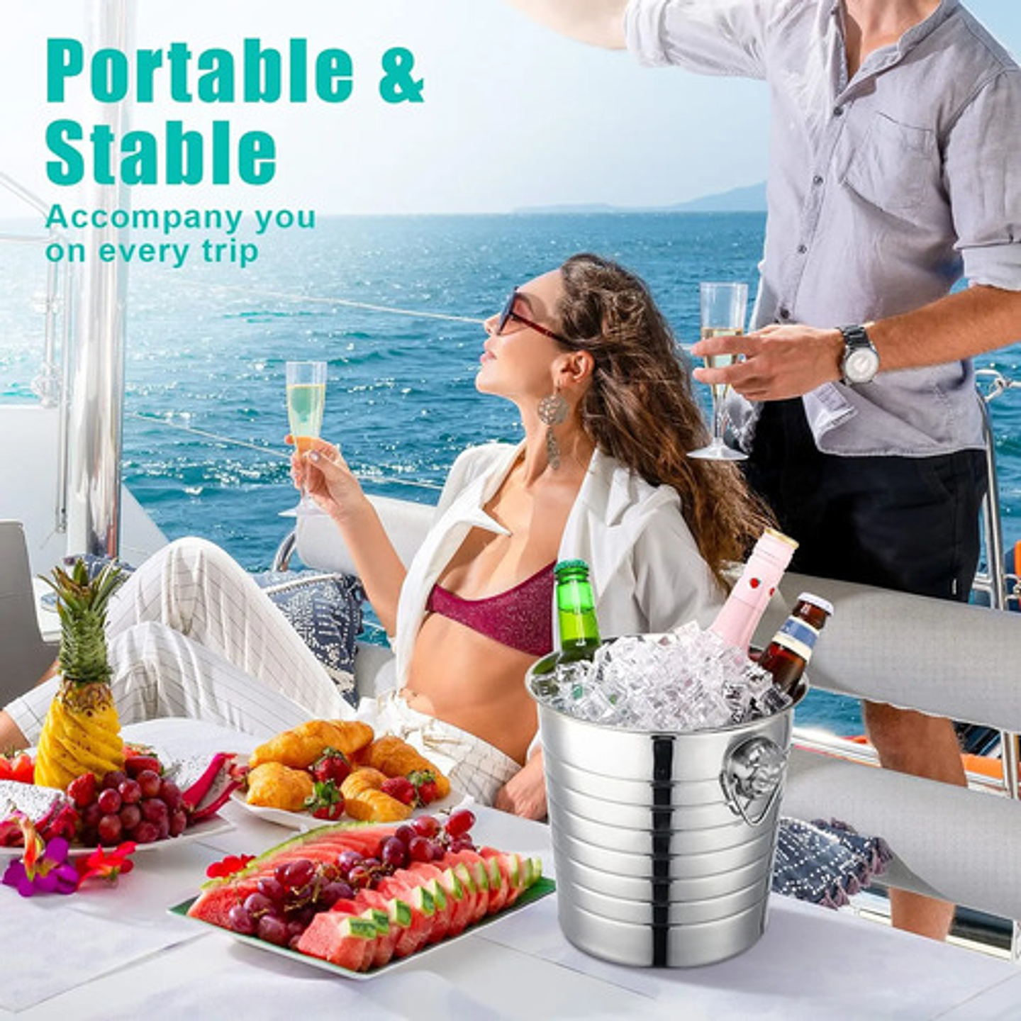 Hielera Metálica Para Bebidas Frías Vino Cerveza 9lt 26cm 6