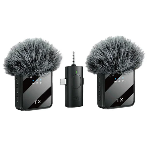 Pack 2 Microfonos Inalambrico Dual Para iPhone Y Android- Perfectos Para Grabar Videos, Realizar Transmisiones En Vivo O Crear Contenido Para Redes Sociales Negro