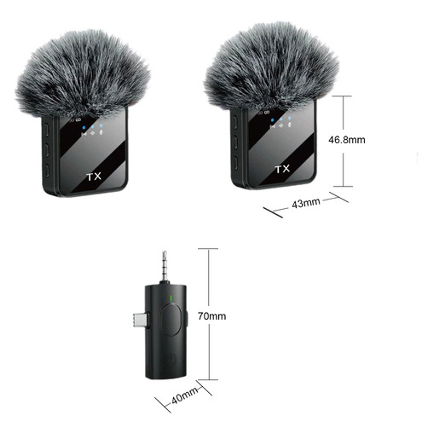 Pack 2 Microfonos Inalambrico Dual Para iPhone Y Android- Perfectos Para Grabar Videos, Realizar Transmisiones En Vivo O Crear Contenido Para Redes Sociales Negro 3