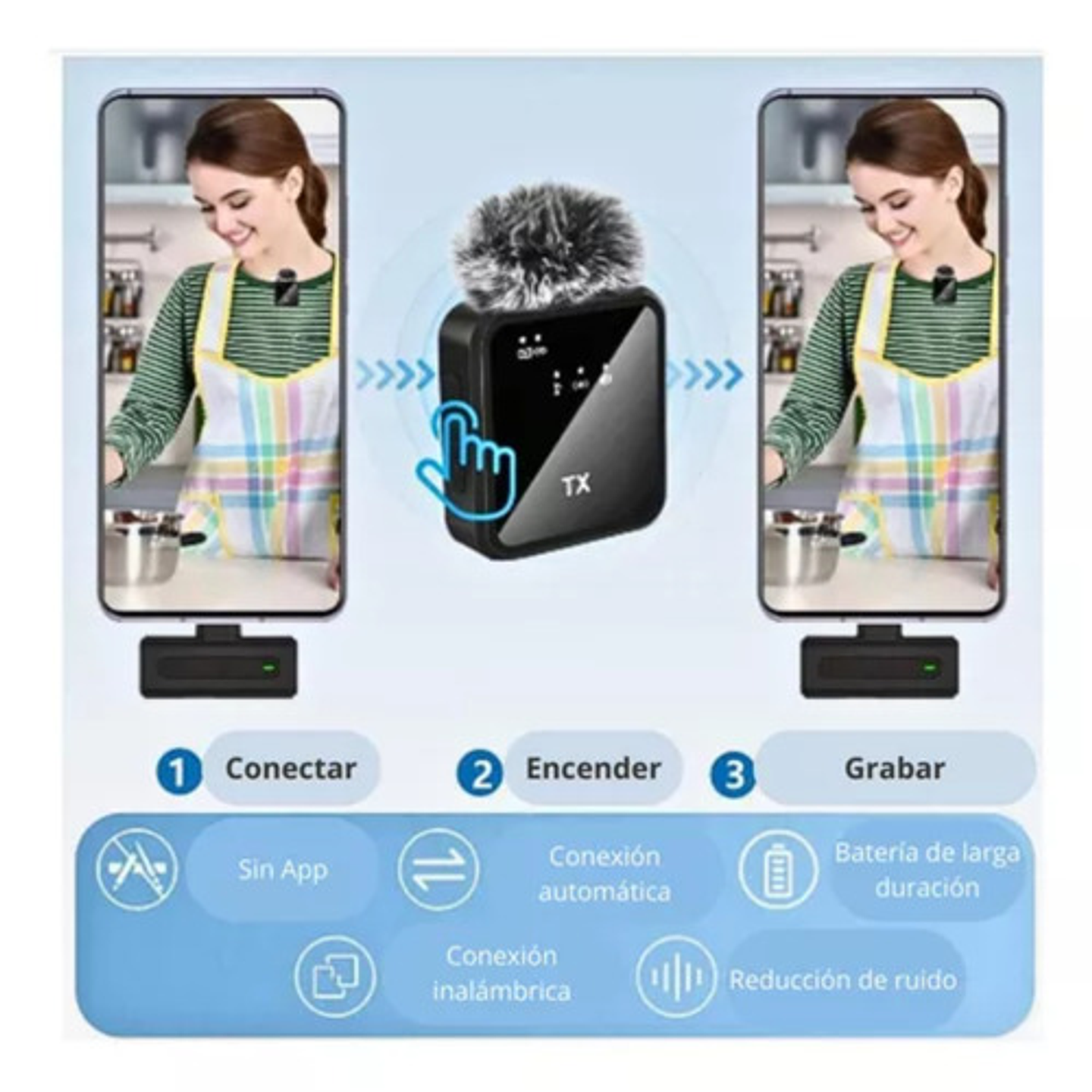 Pack 2 Microfonos Inalambrico Dual Para iPhone Y Android- Perfectos Para Grabar Videos, Realizar Transmisiones En Vivo O Crear Contenido Para Redes Sociales Negro 4
