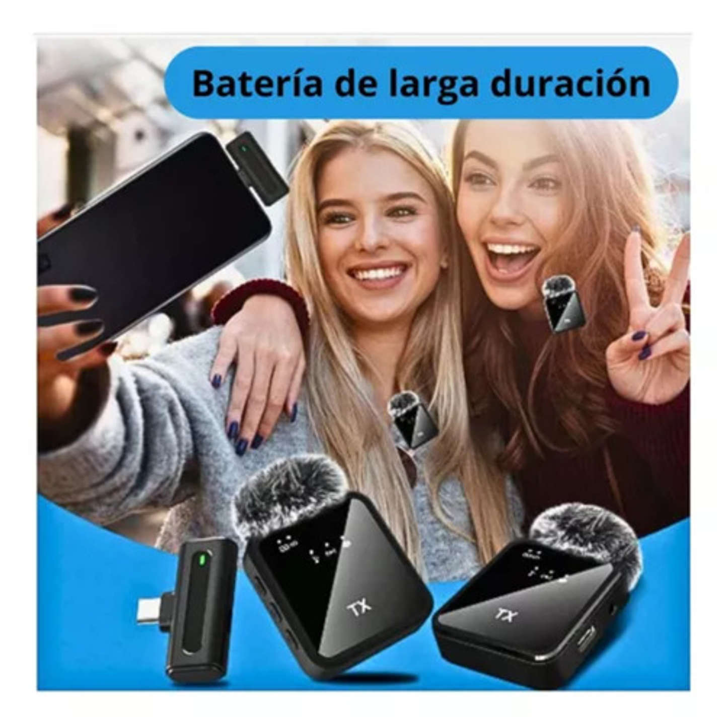 Pack 2 Microfonos Inalambrico Dual Para iPhone Y Android- Perfectos Para Grabar Videos, Realizar Transmisiones En Vivo O Crear Contenido Para Redes Sociales Negro 6