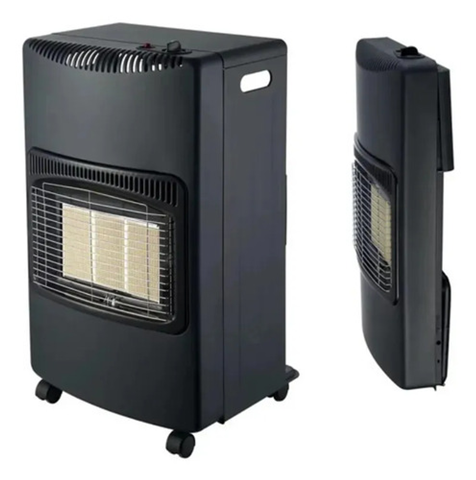 Estufa A Gas Glp 4200w Portátil Interior Con Ruedas Invierno Negro 1