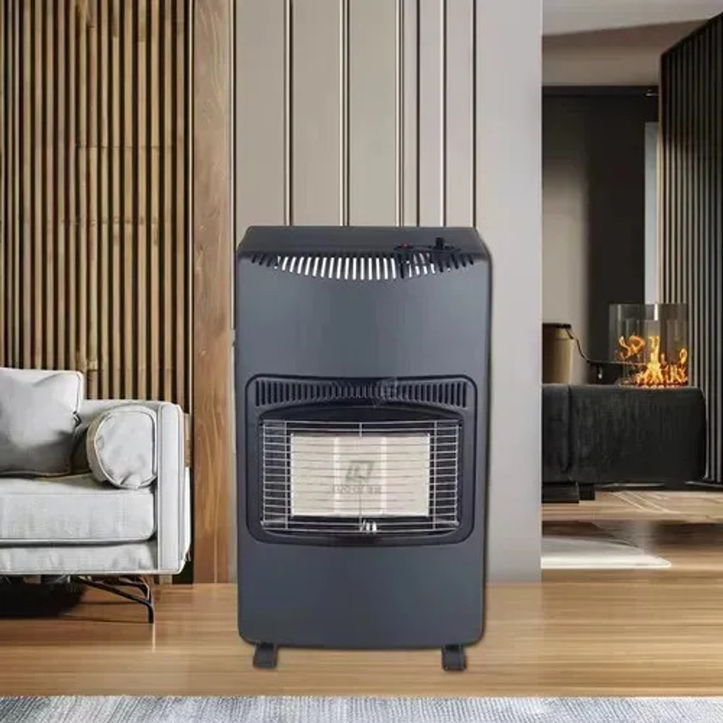 Estufa A Gas Glp 4200w Portátil Interior Con Ruedas Invierno Negro 3