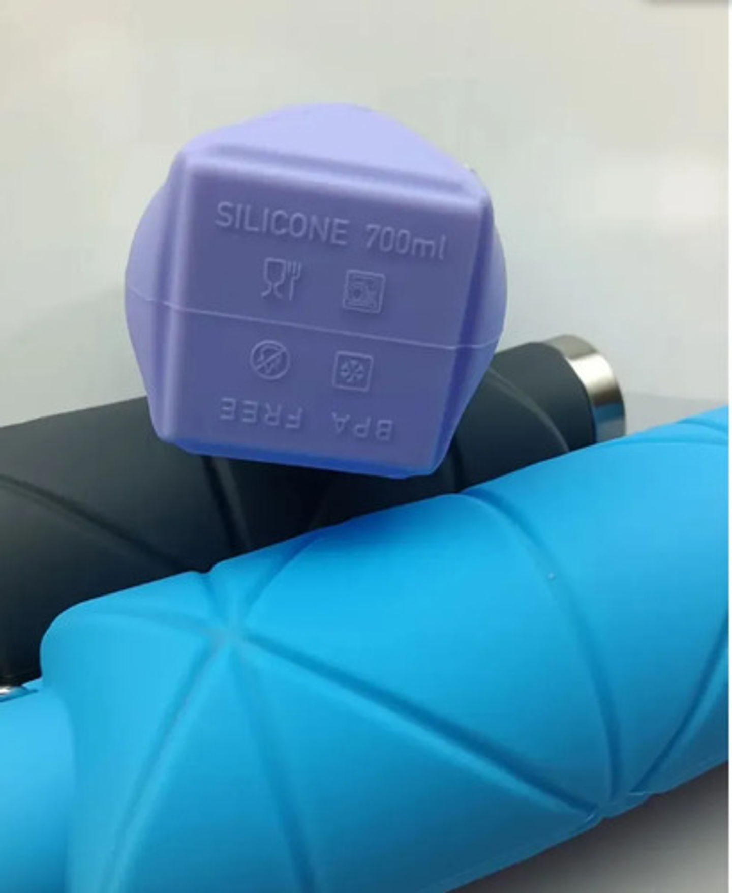 Botella Plegable De Silicona Portátil Para Agua Gimnasio Celeste 4