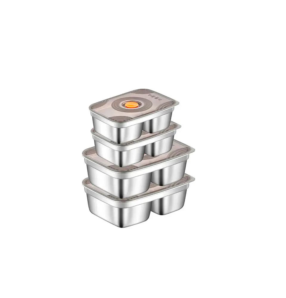 Set 4 Recipientes Herméticos Acero Inoxidable Lunch Box Coci 1