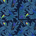 Royal Amazon, Tropical blue forest with birds