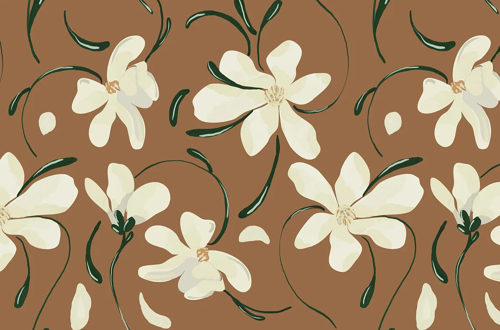 White floral, wild flowers painted