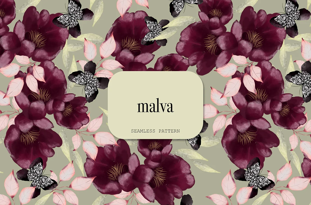 Malva, Floral Butterflies Spring