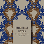 Ethnic blue motifs, boho african blue brown 