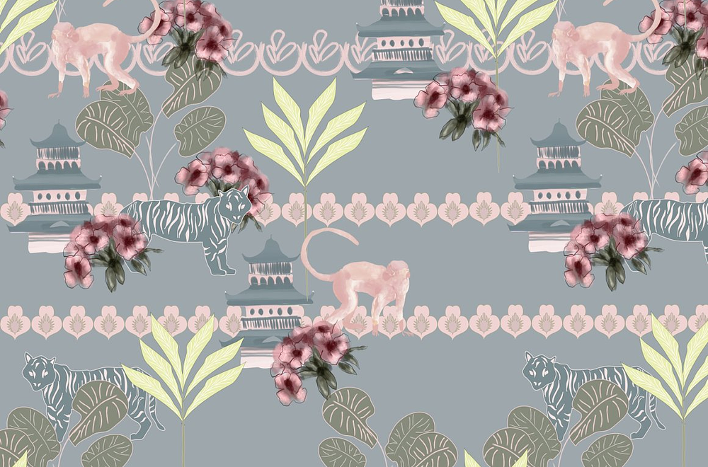 Bazar, chinoiserie tropical pattern