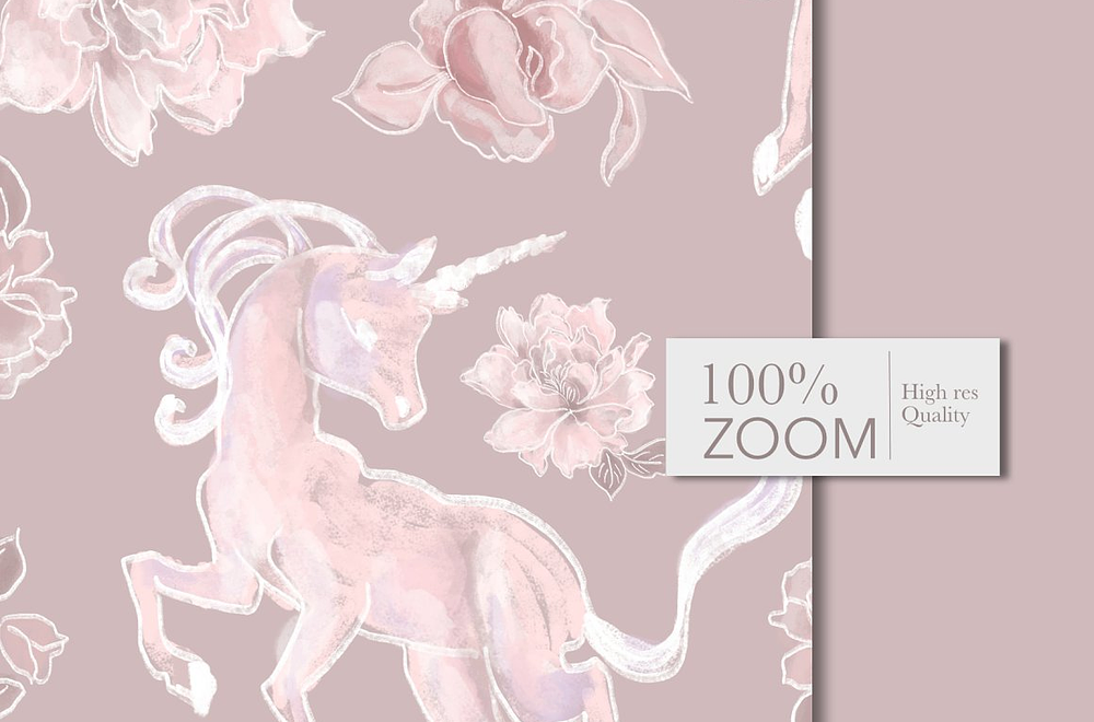 Unicorn, floral cute pattern