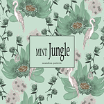 Mint, Jungle, tropical birds pattern