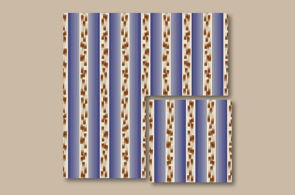 Boho brushstrokes Stripes on blue and brown.