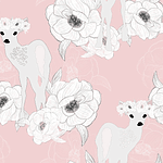 Rosée deer, animal floral pattern