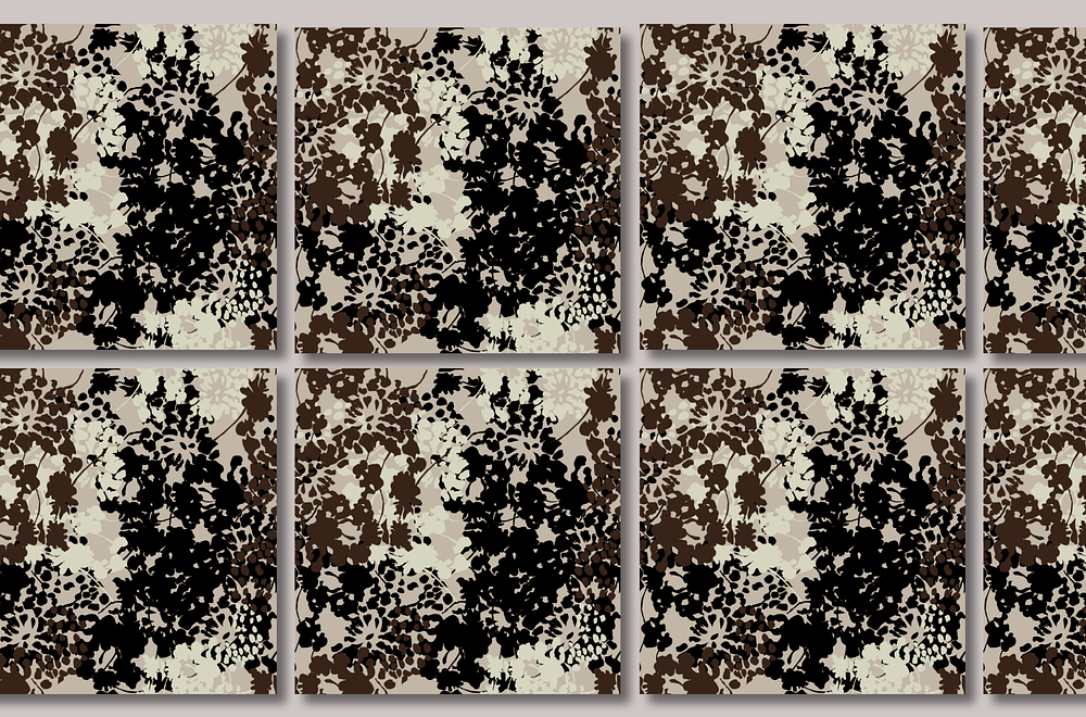 Wild Abstract, Floral shapes black brown