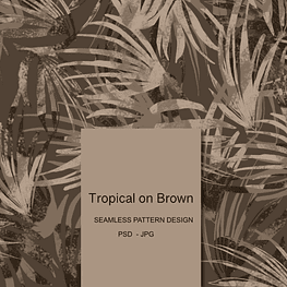 Tropical on Brown, layered jungle leaves palms