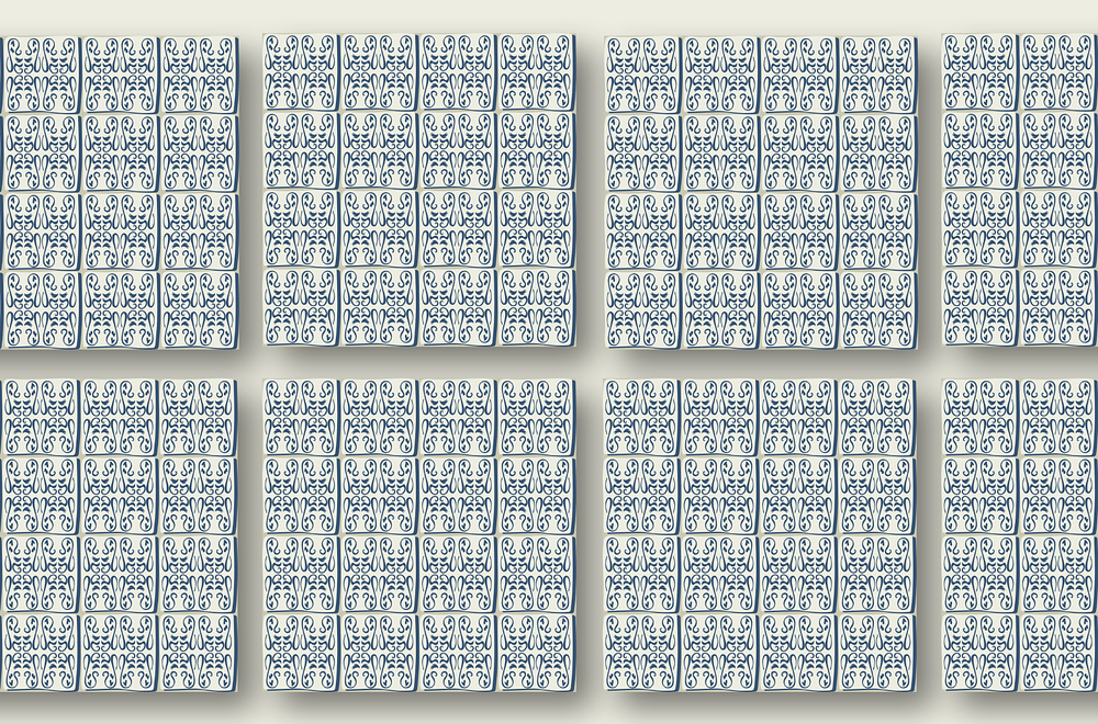 Navy, blue white greek tiles 