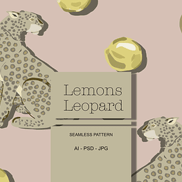 Lemons Leopard, animal jungle fruits neutral tones