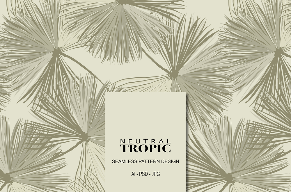 Neutral Tropic, layered  beige palms jungle