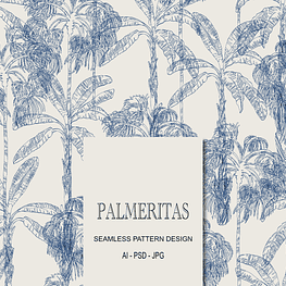 Palmeritas, Blue White Tropical Jungle