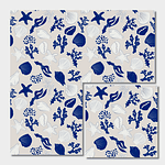 Sea Life, Blue White ocean motifs cartoon