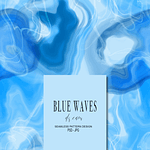 Blue waves dream, marbled ocean distorted shapes 