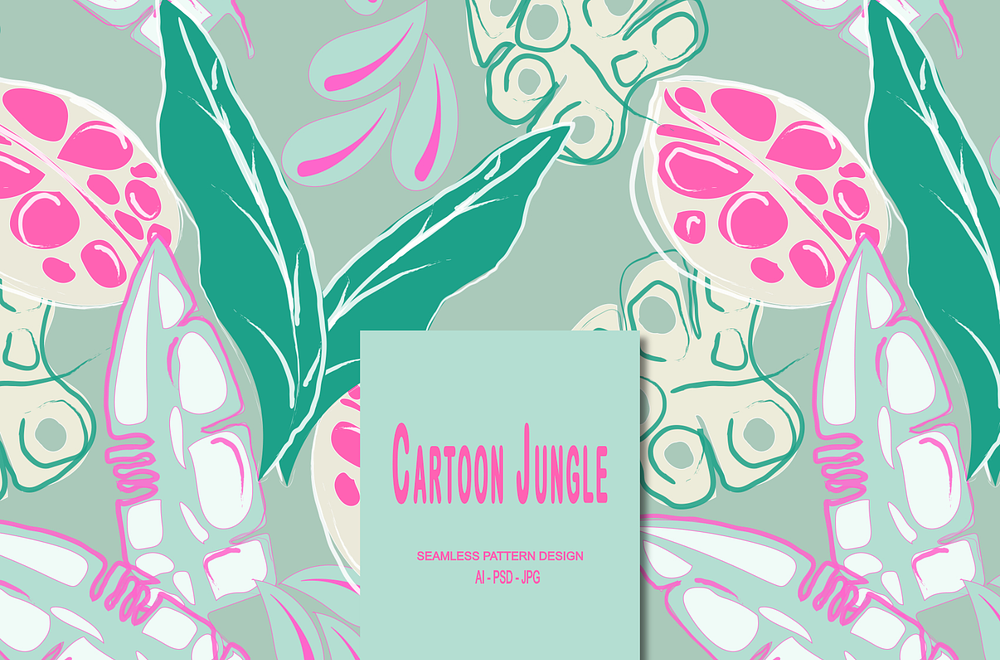 Cartoon Jungle, Cute Summer Jungle leaves