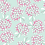 Dots Berries, cartoon’s pink strawberry on pastel tones