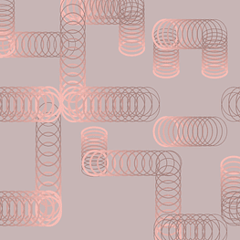 Labyrinth, abstract optical circles labyrinth spring gold pink tones