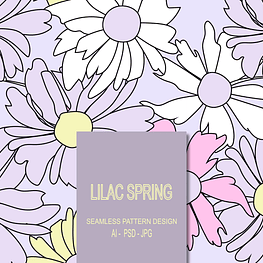 Lilac Spring, pastel cute daisies cartoon