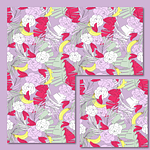 Banana Roses, tropical flourish palms banana fruit pattern design