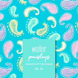 Water paisleys, vibrant vintage decorative abstract