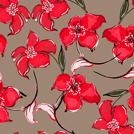 Red Wild flowers, seamless pattern