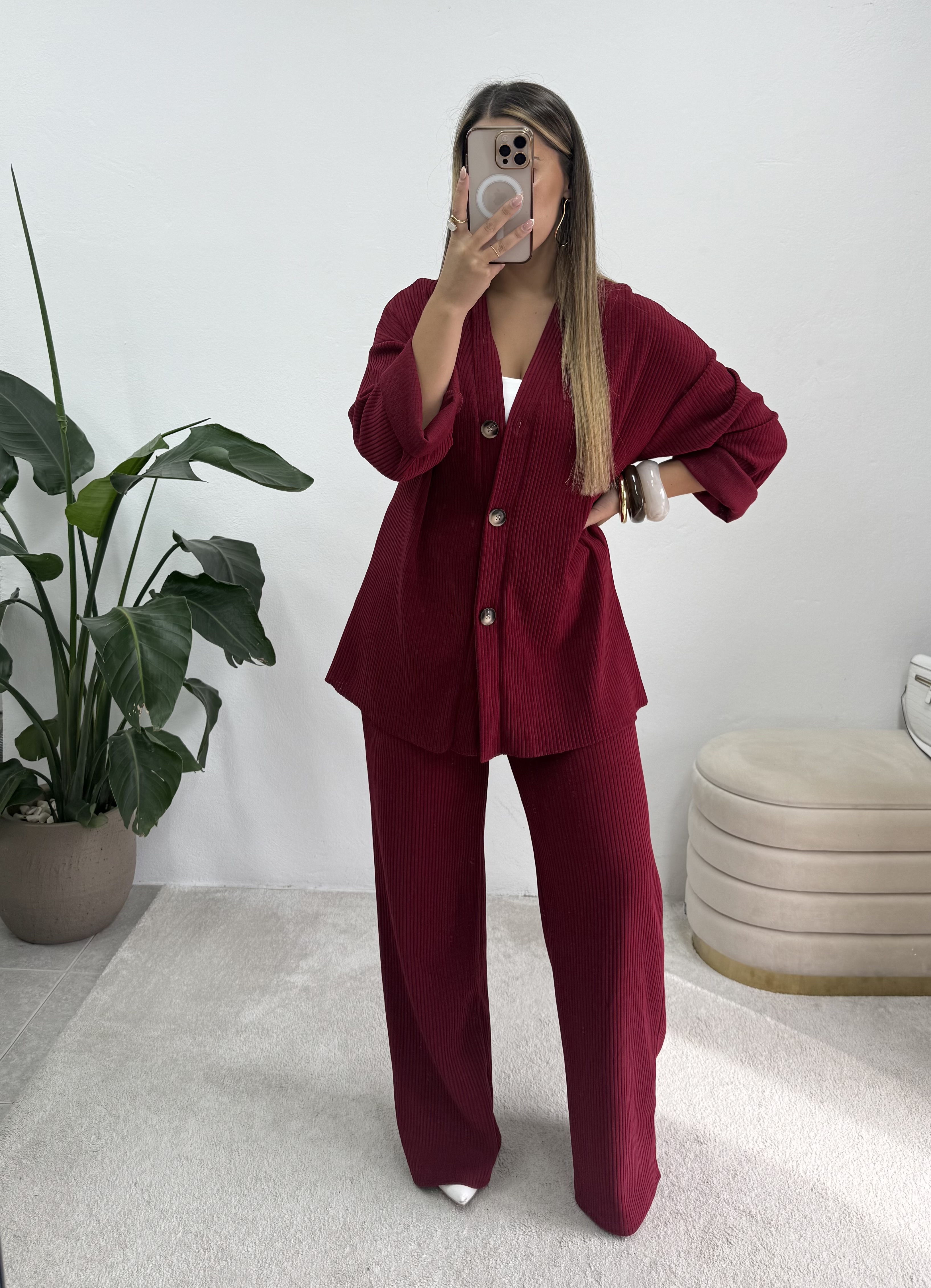 Conjunto bombazina bordeaux