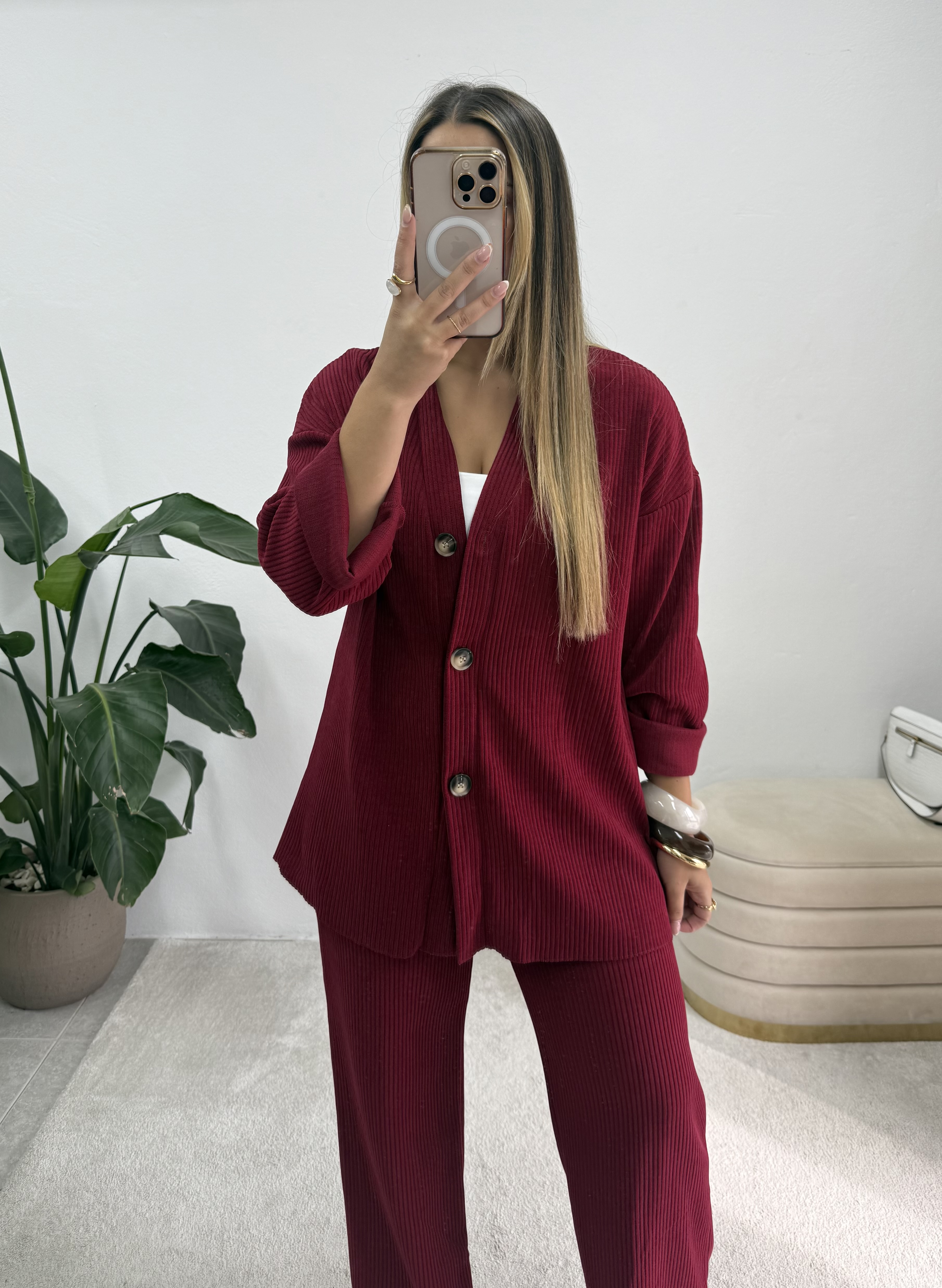 Conjunto bombazina bordeaux