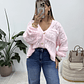 Cardigan de lã rosa baby - Thumbnail 4