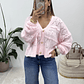 Cardigan de lã rosa baby - Thumbnail 1