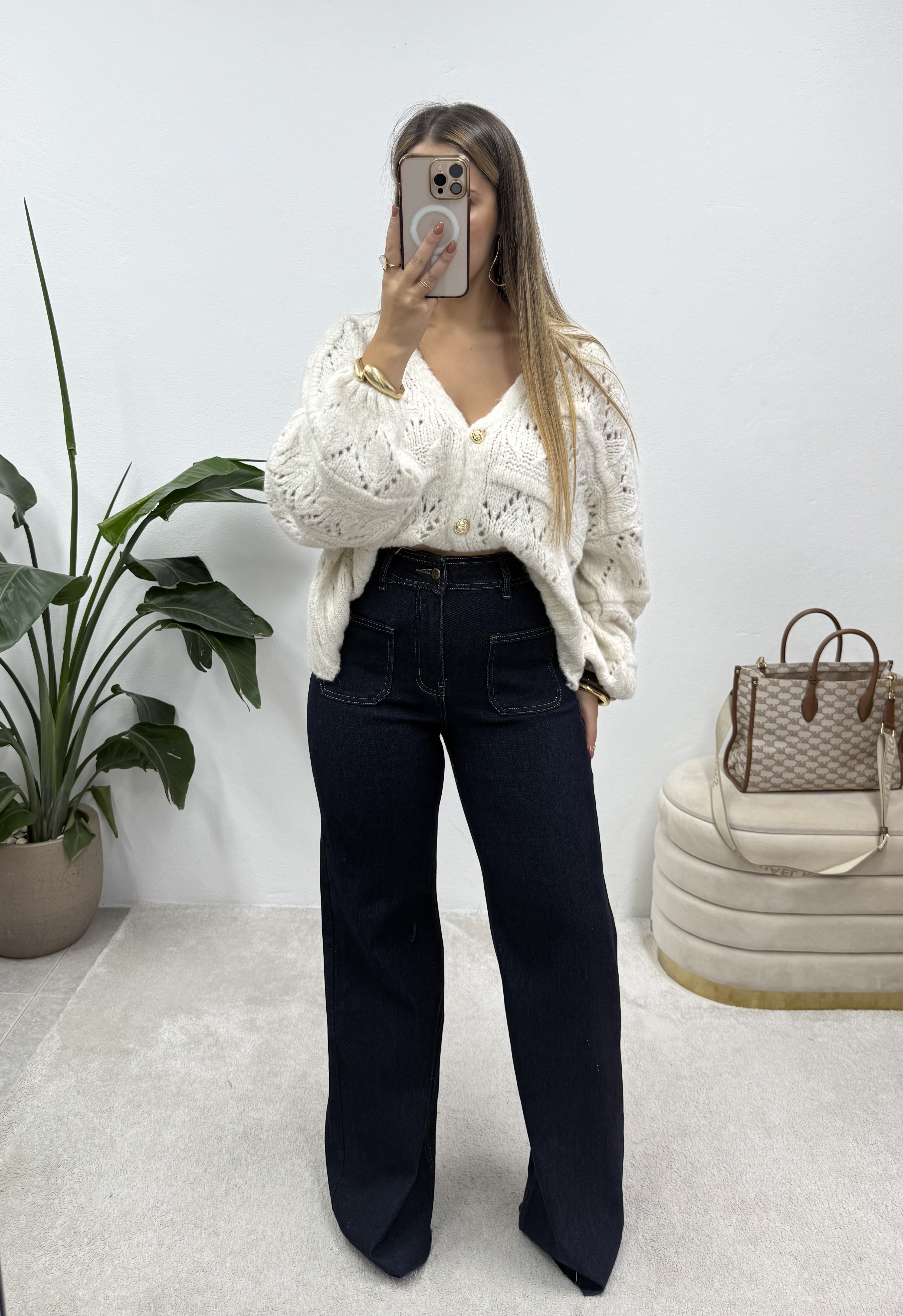 Cardigan de lã bege