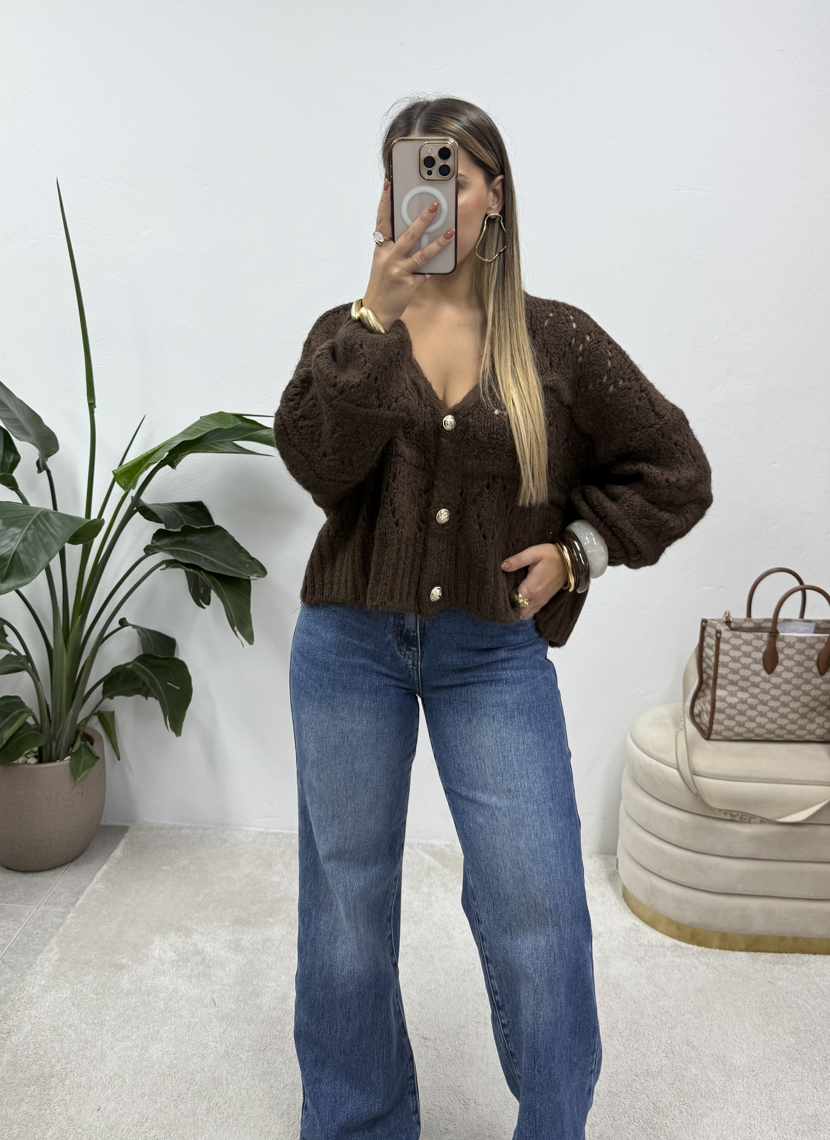 Cardigan de lã castanho  3