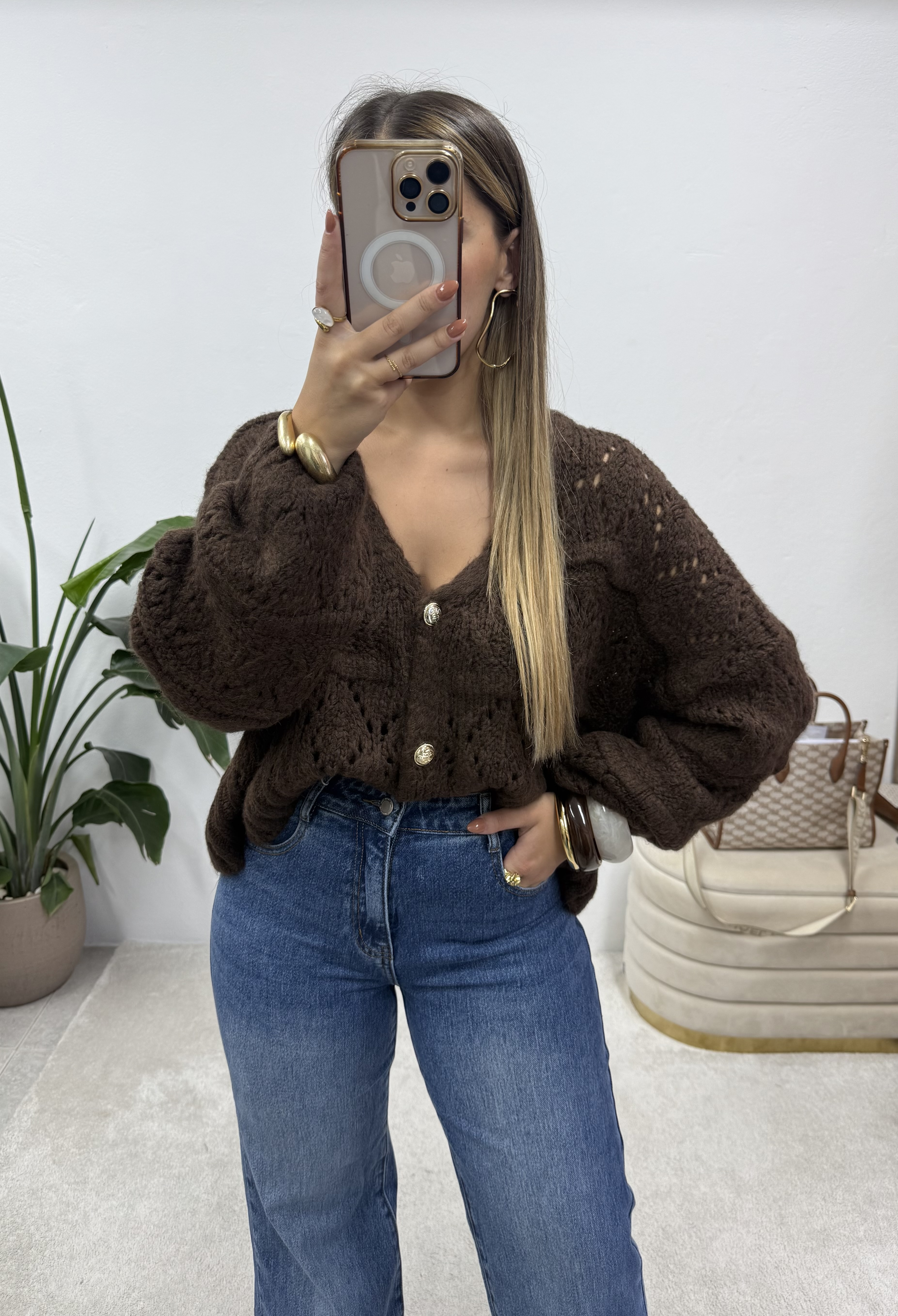 Cardigan de lã castanho  4