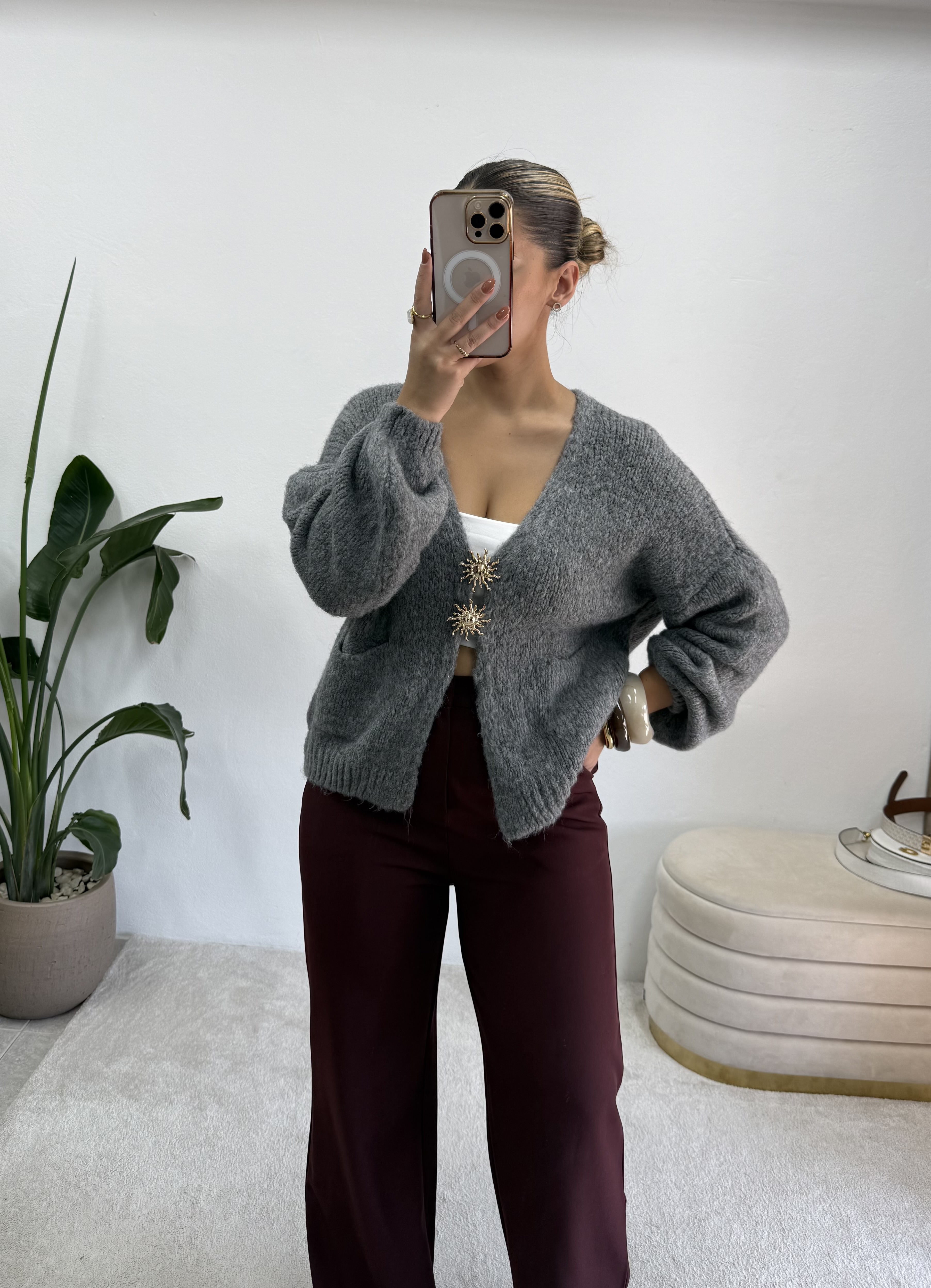 Cardigan Ray of Sun Cinza 4