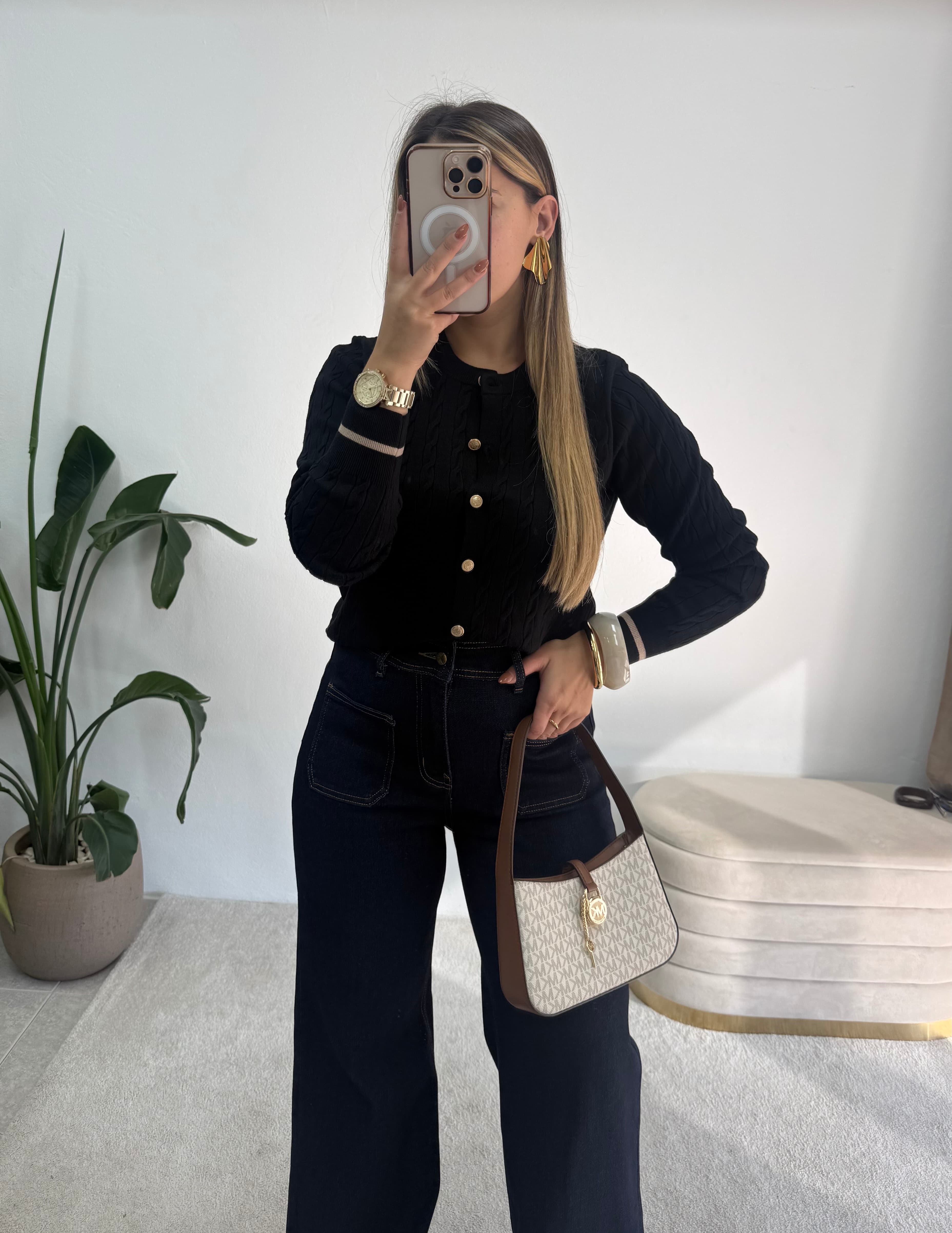 Cardigan old money preto